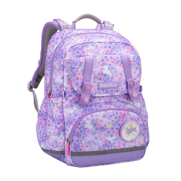 SP101P School Bag - Flower Unicorn - Purple