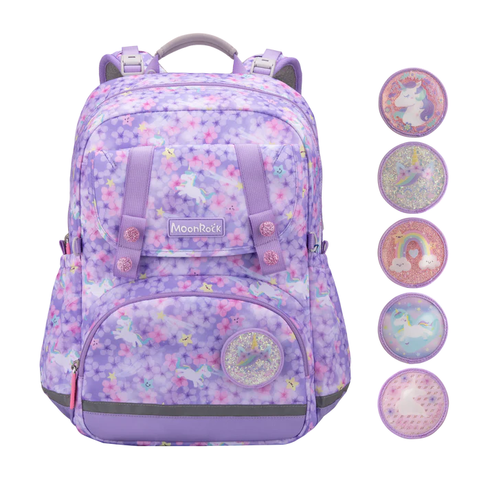 SP101P School Bag - Flower Unicorn - Purple