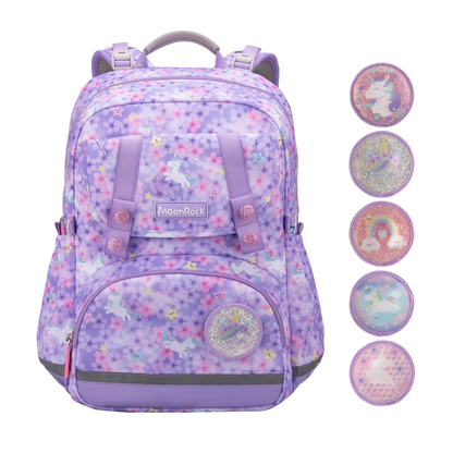 SP101P School Bag - Flower Unicorn - Purple